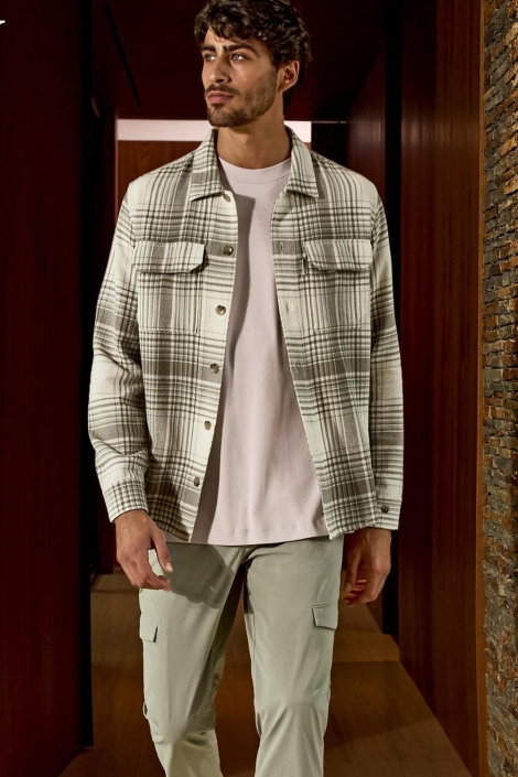 Cast Iron long sleeve shirt check weave yd
